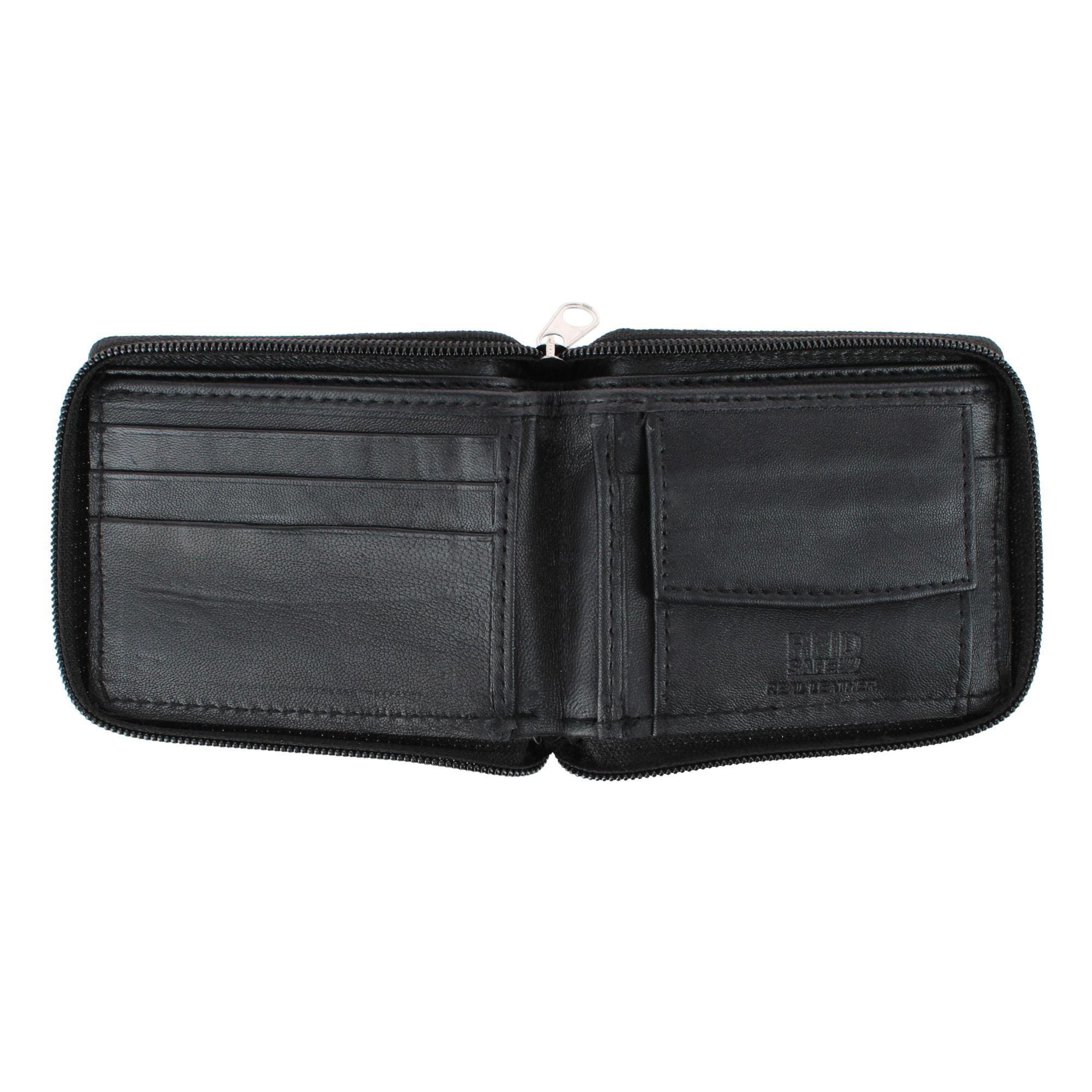 CTM® Leather Zip-Around Bifold Wallet with Coin Pocket - Black
