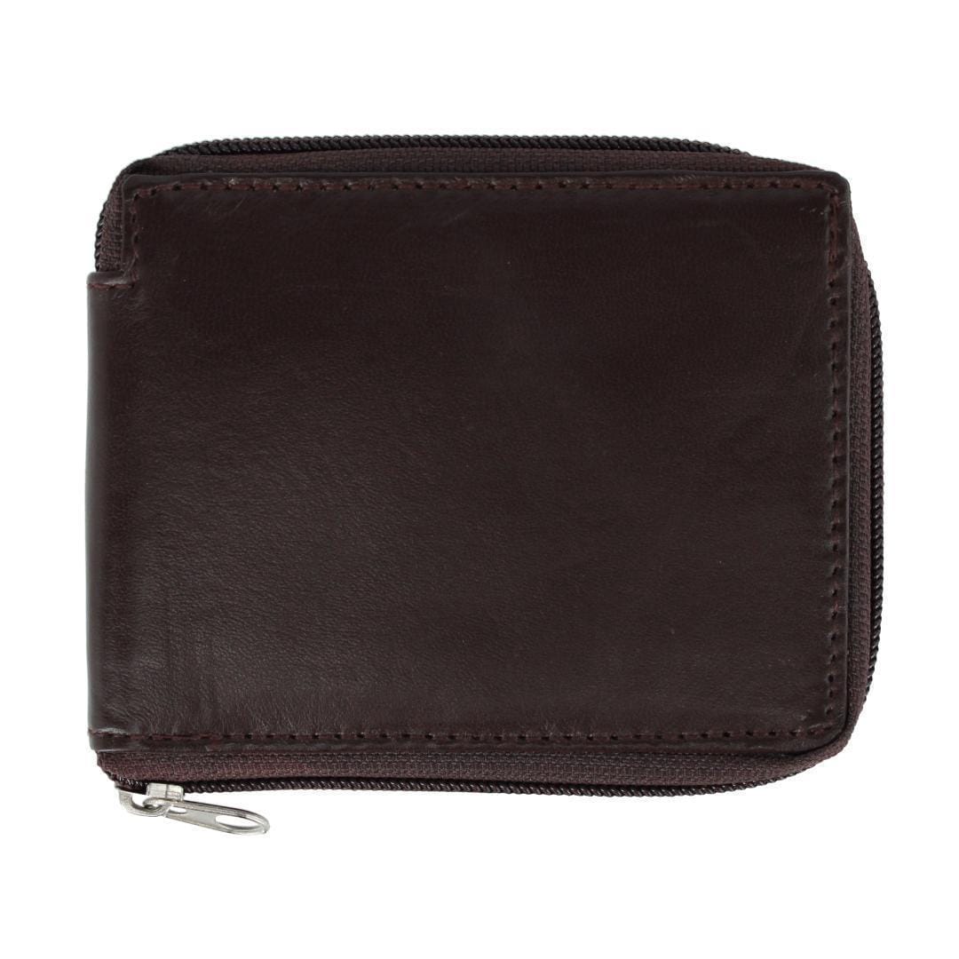 CTM® Leather Zip-Around Bifold Wallet with Coin Pocket