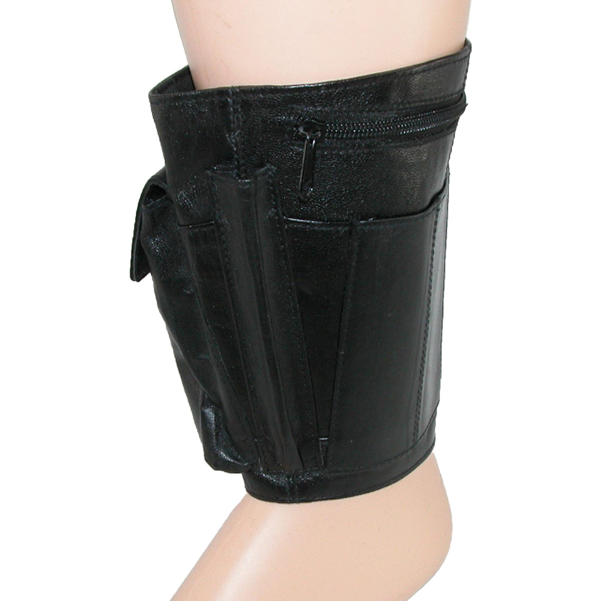 CTM® Leather Travel Security Ankle Wallet - Black