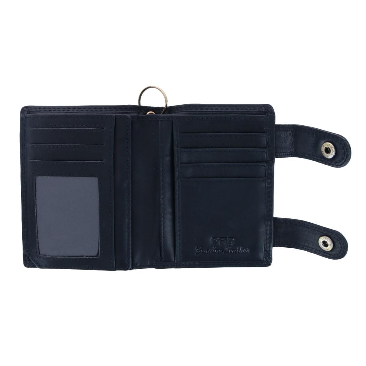 CTM® Men's Leather Deer Zip Around RFID Chain Wallet - Black