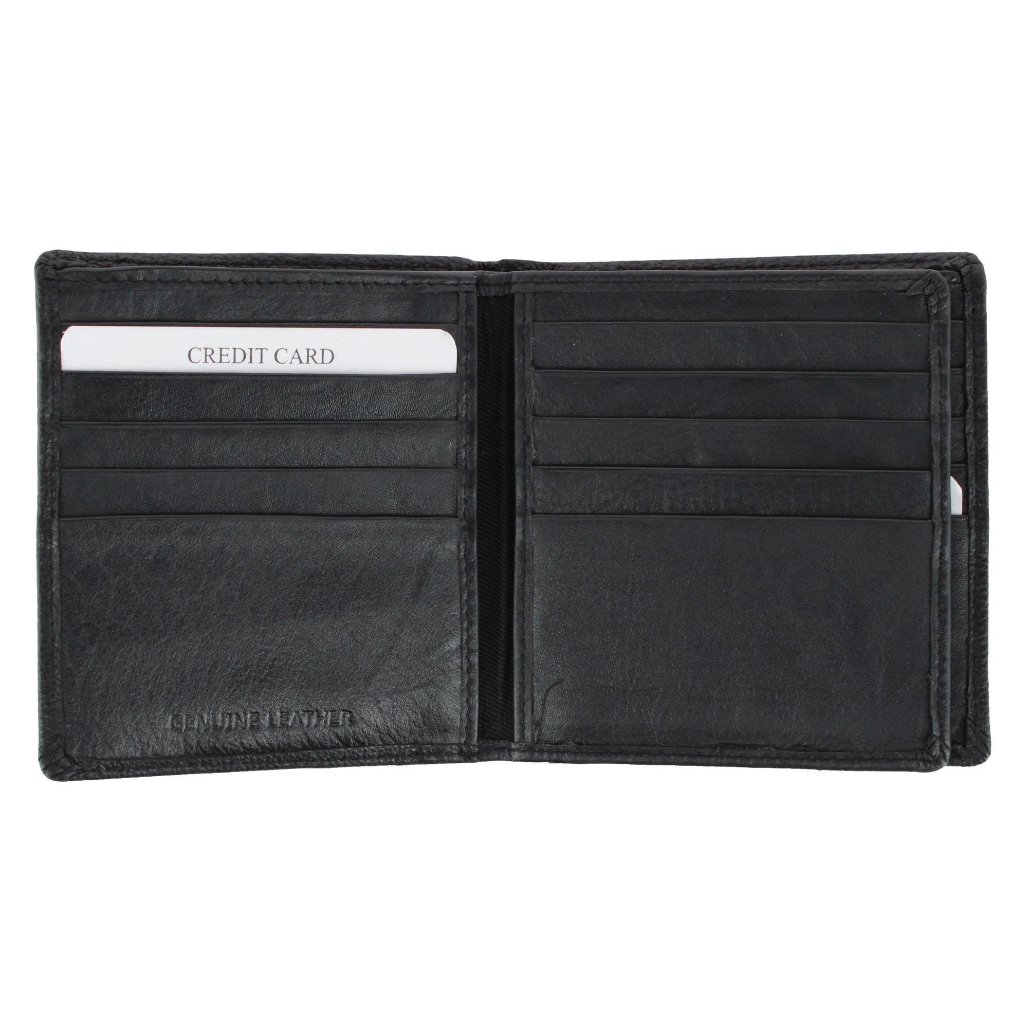 CTM® Men's Napa Leather RFID Hipster Wallet with Middle Flap - Black