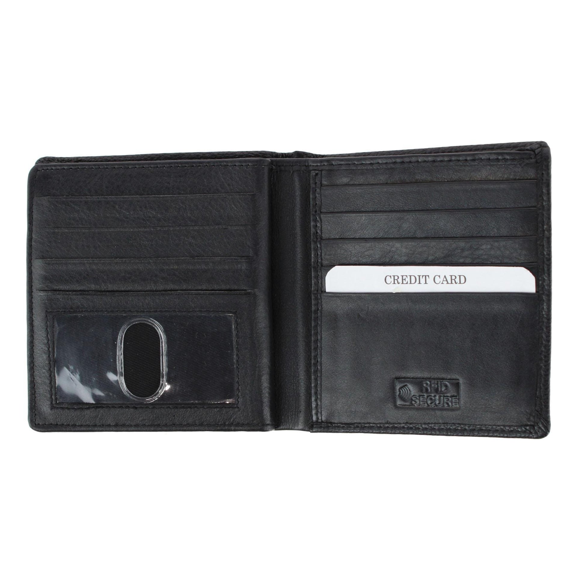 CTM® Men's Napa Leather RFID Hipster Wallet with Middle Flap - Black