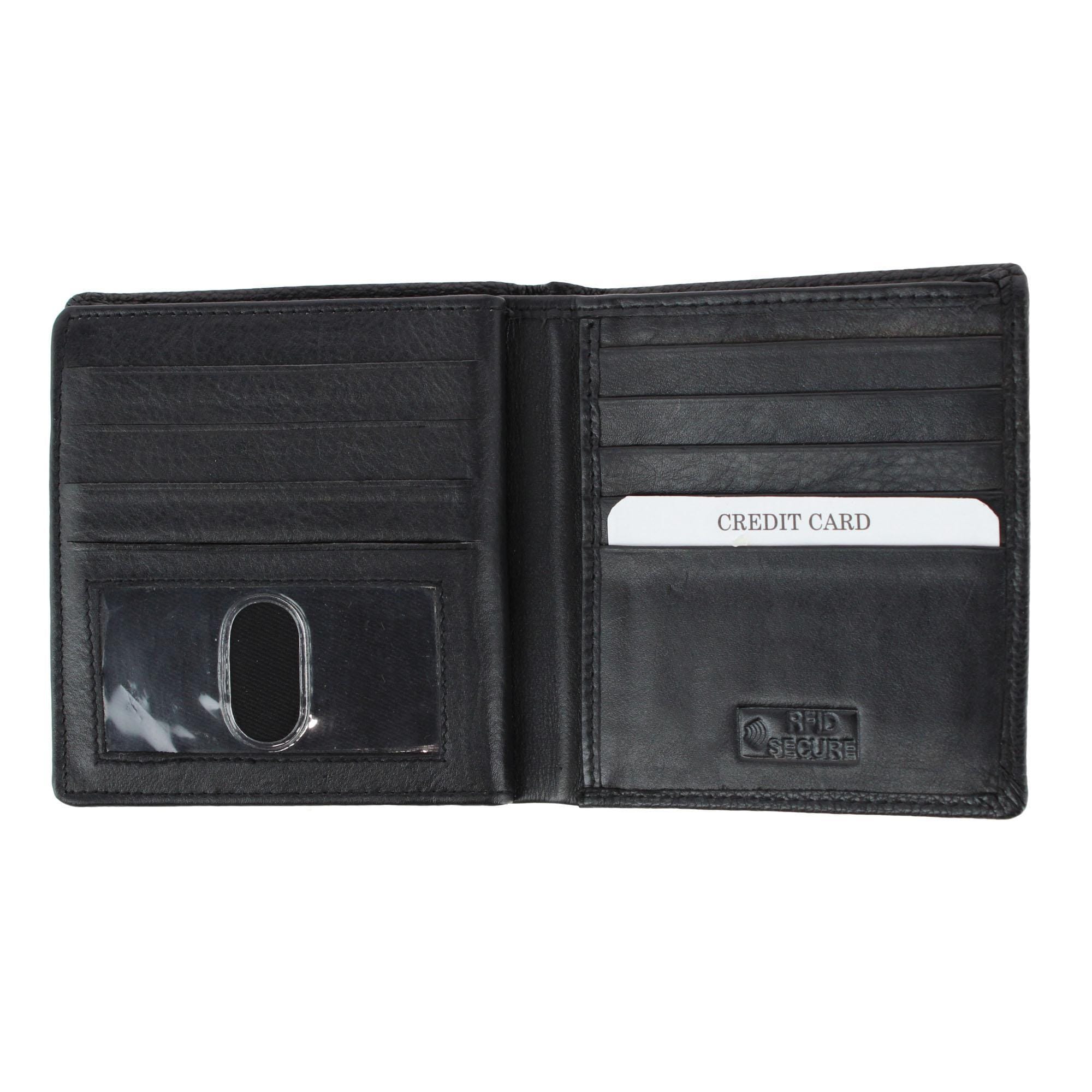 CTM® Men's Napa Leather RFID Hipster Wallet with Middle Flap - Black