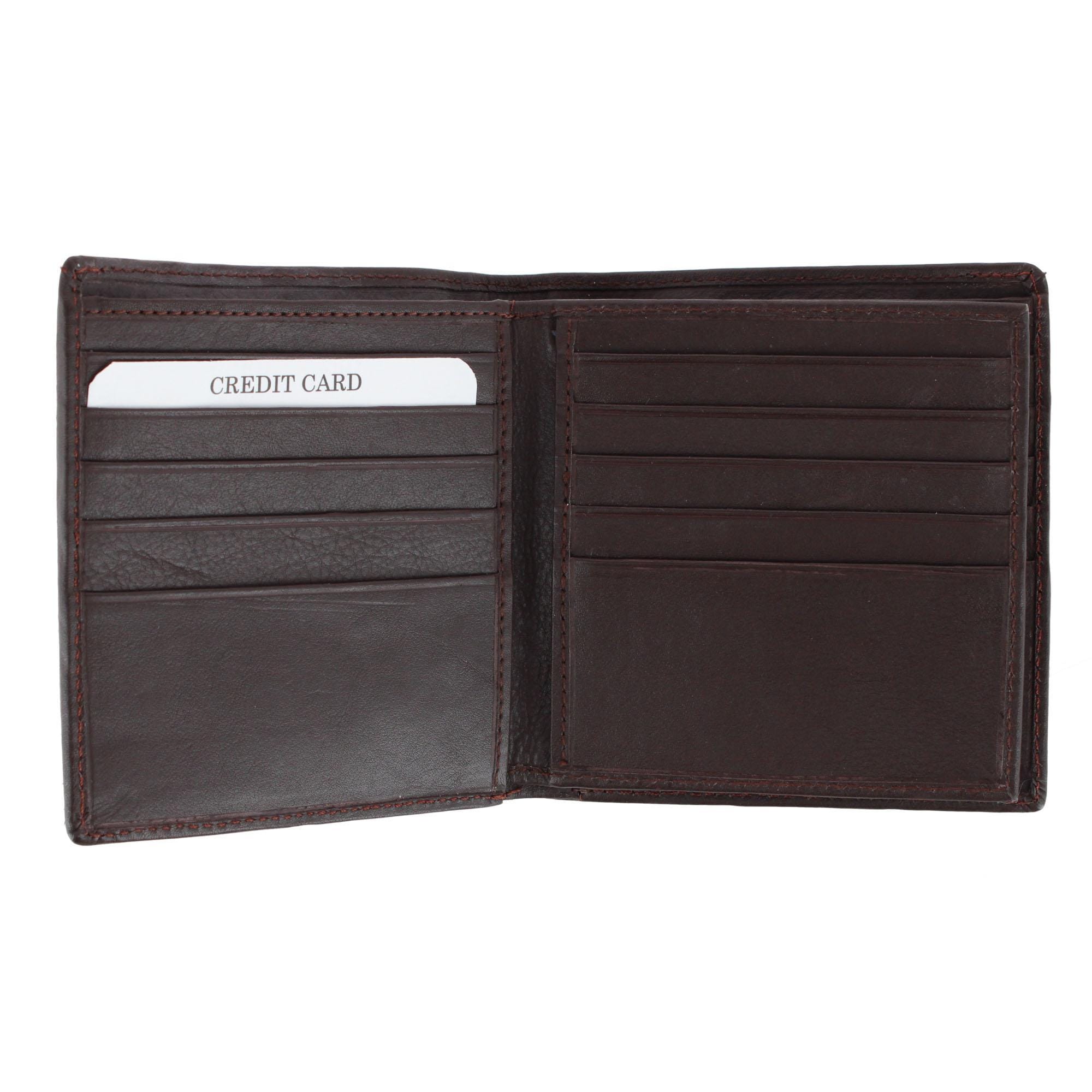 CTM® Men's Napa Leather RFID Hipster Wallet with Middle Flap - Brown