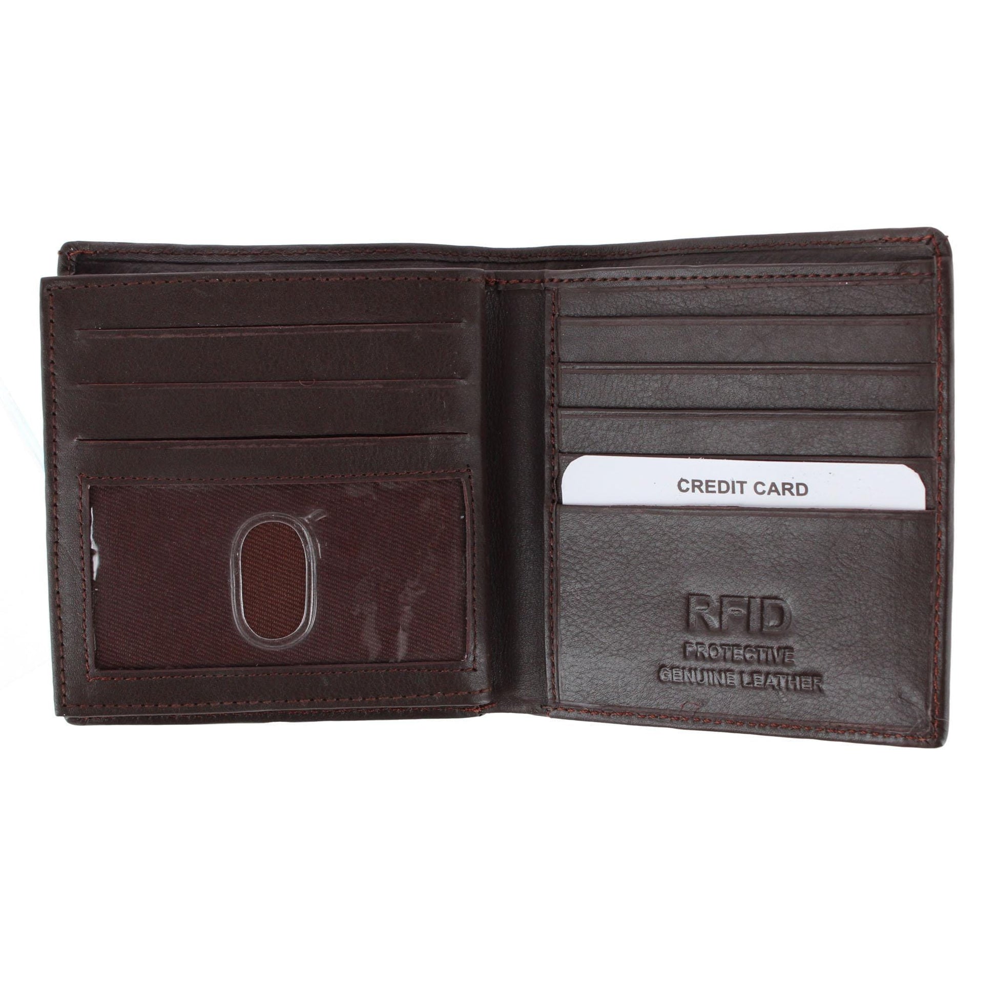 CTM® Men's Napa Leather RFID Hipster Wallet with Middle Flap - Brown