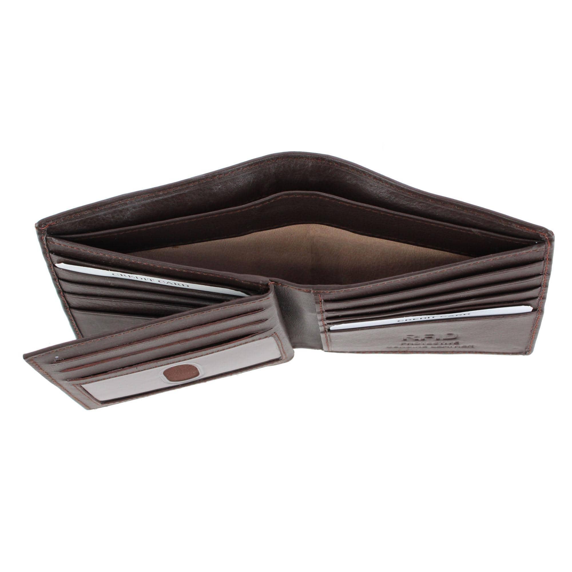 CTM® Men's Napa Leather RFID Hipster Wallet with Middle Flap - Brown
