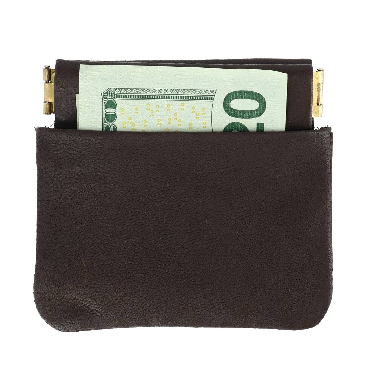 CTM® Leather Push Mouth Coin Wallet with Card Slots - Brown