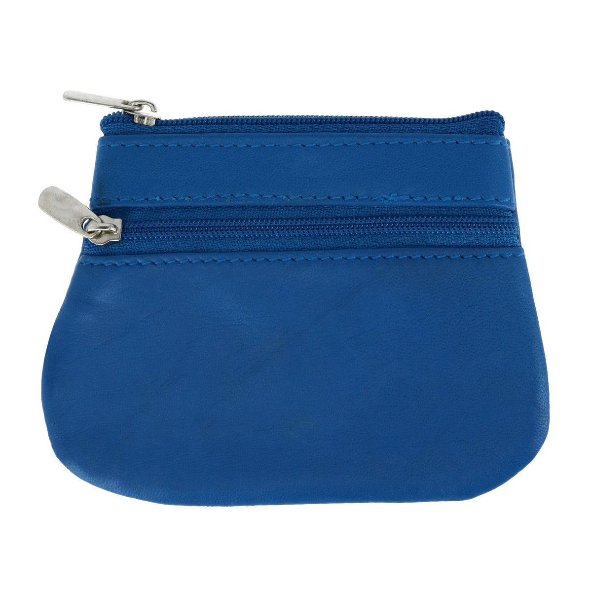 CTM® Leather Zipper Coin Pouch Wallet - Blue