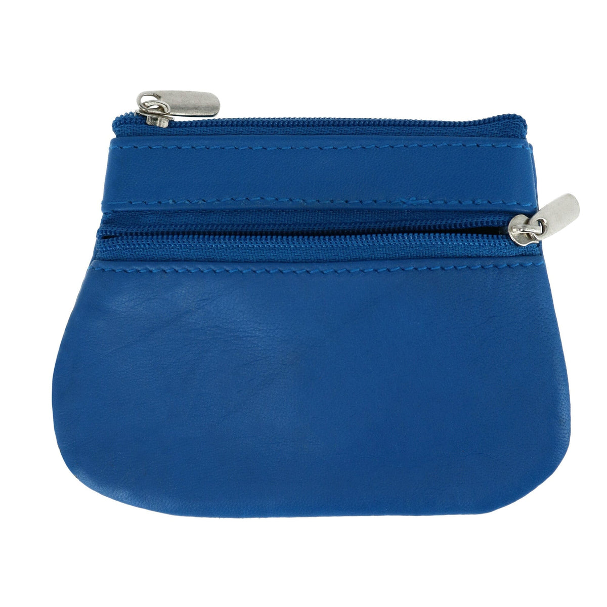 CTM® Leather Zipper Coin Pouch Wallet - Blue