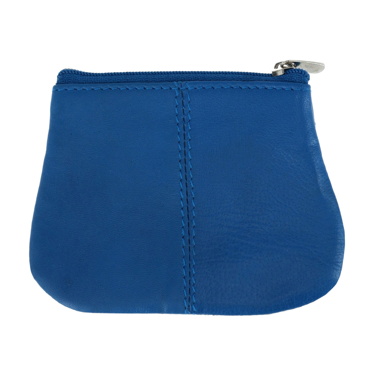 CTM® Leather Zipper Coin Pouch Wallet - Blue