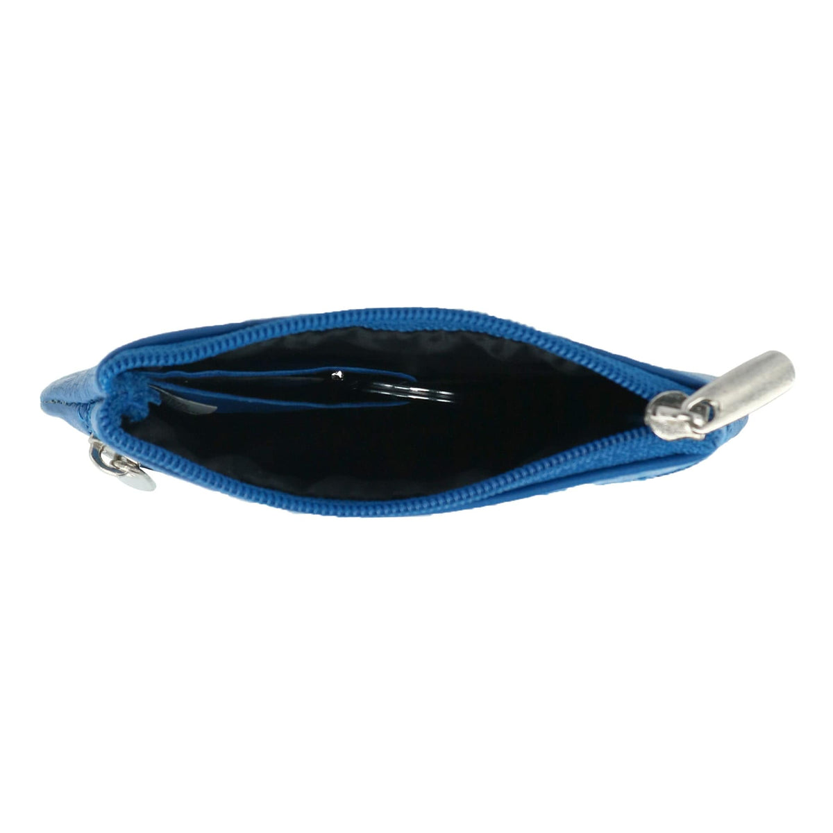 CTM® Leather Zipper Coin Pouch Wallet - Blue