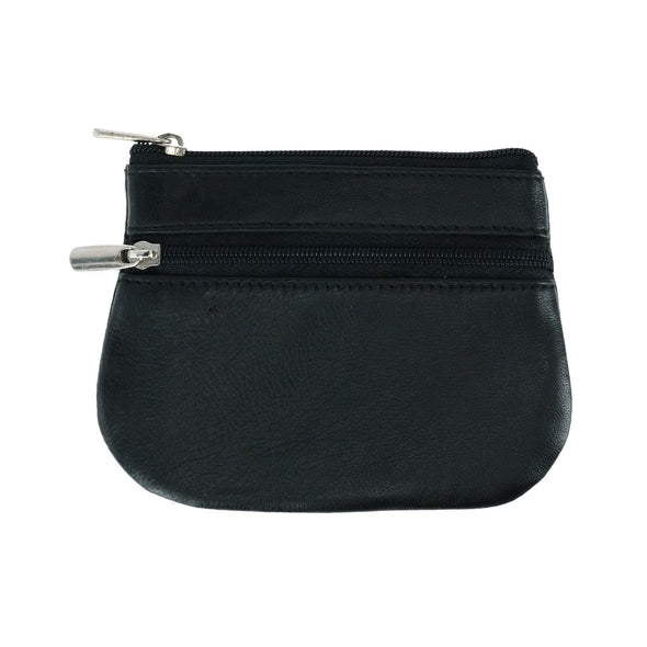 Leather Zipper Coin Pouch Wallet