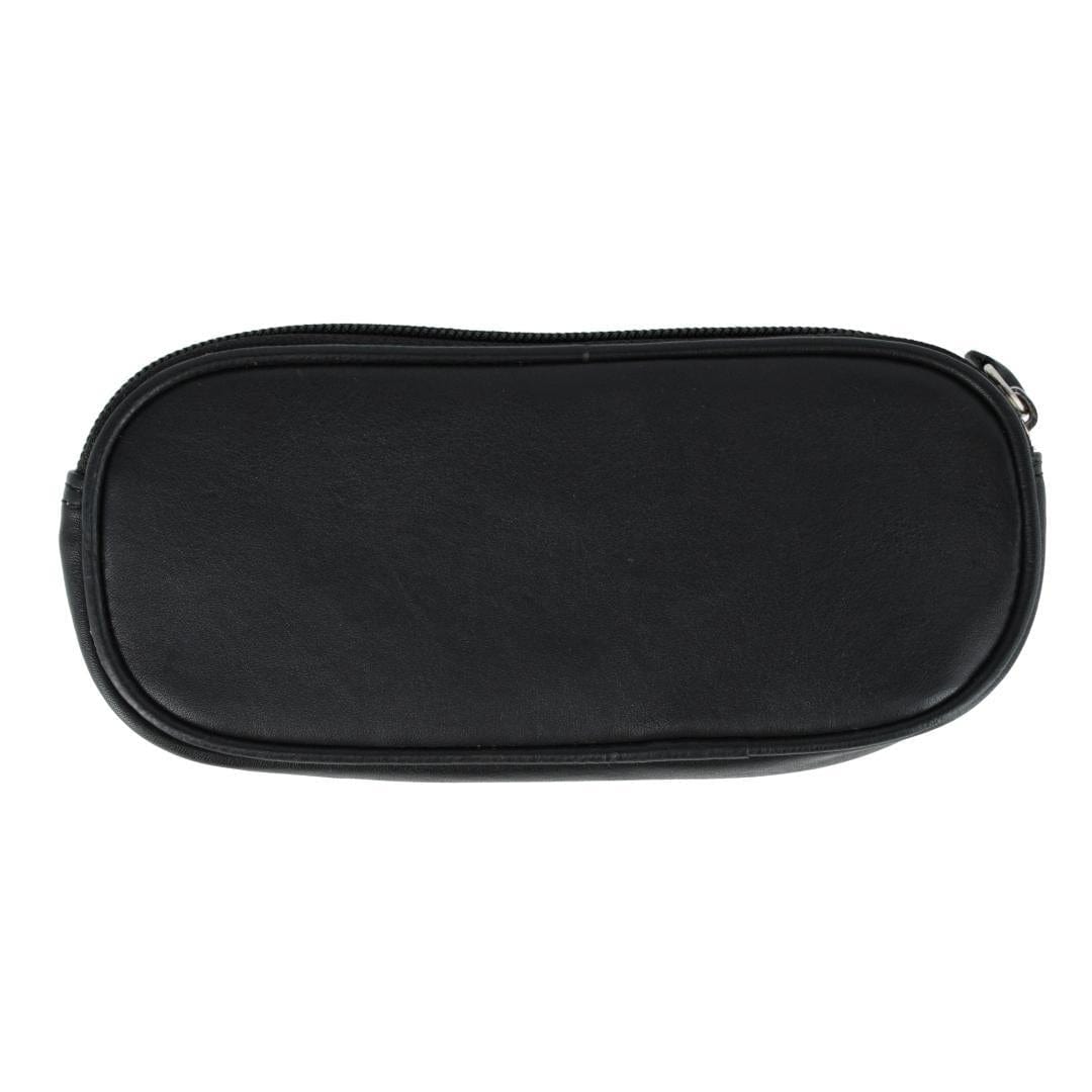 CTM® Napa Leather Zip Around Double Eyeglass Case Holder - Black