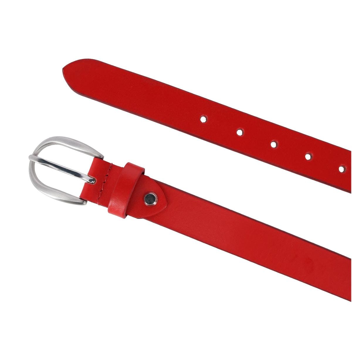 CTM® Women's Adjustable Smooth Leather Dress Belt - Red