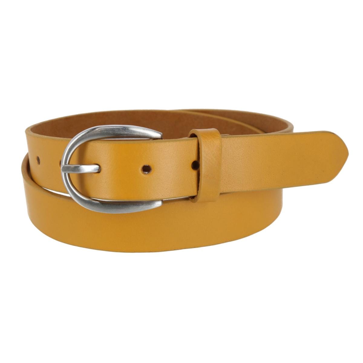 CTM® Women's Adjustable Smooth Leather Dress Belt - Yellow