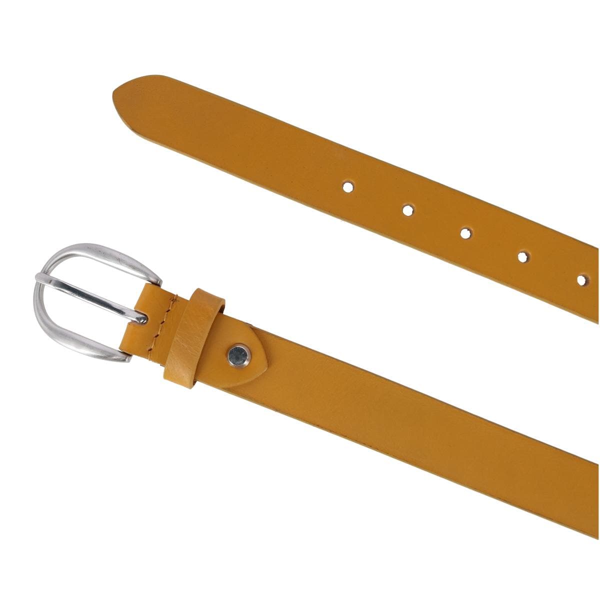 CTM® Women's Adjustable Smooth Leather Dress Belt - Yellow