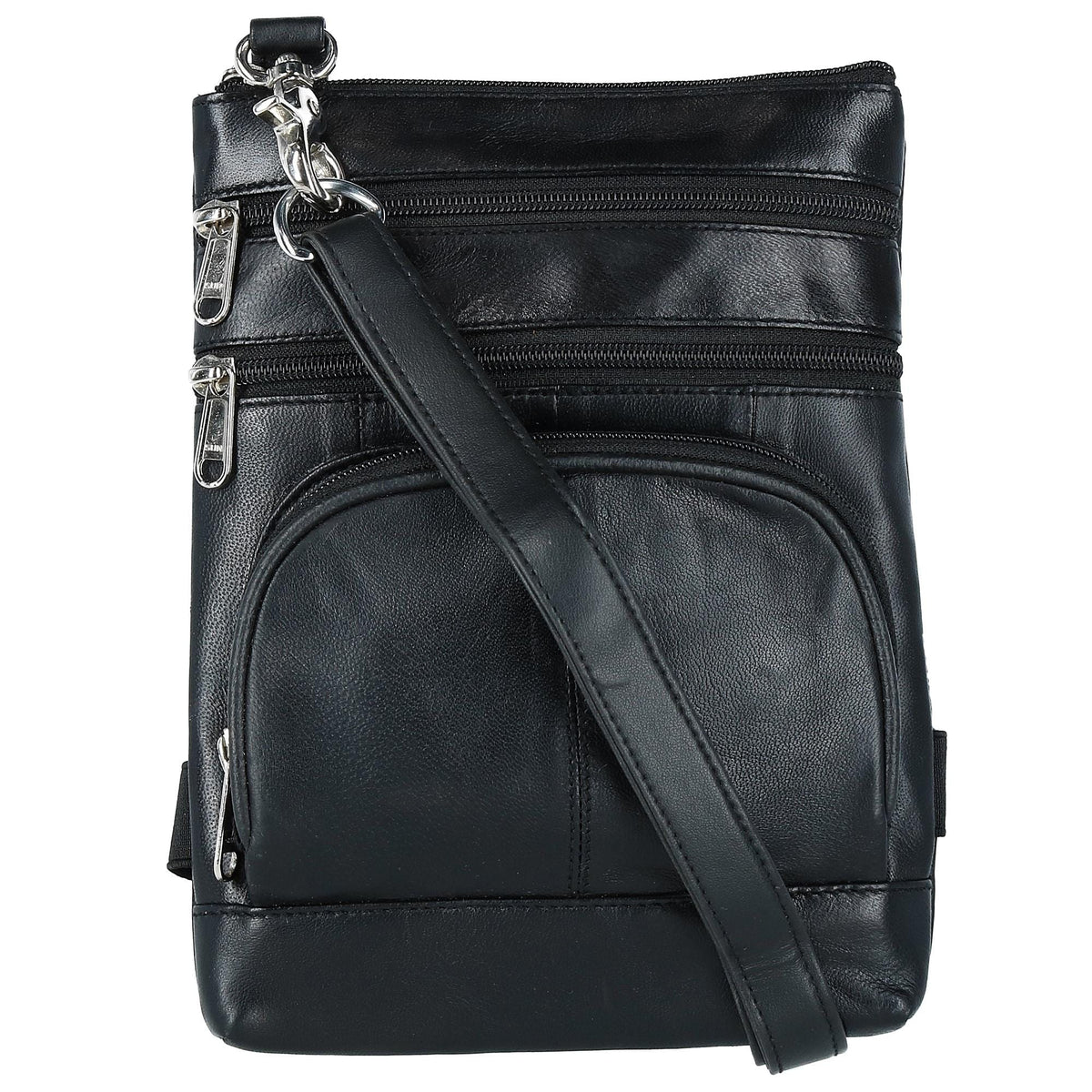 CTM® Leather Biker Hook Waist Belt Bag with Thigh Strap - Black