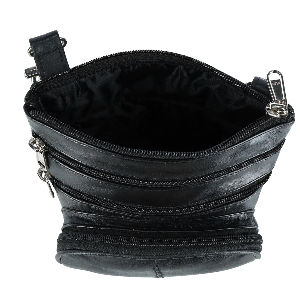 CTM® Leather Biker Hook Waist Belt Bag with Thigh Strap - Black