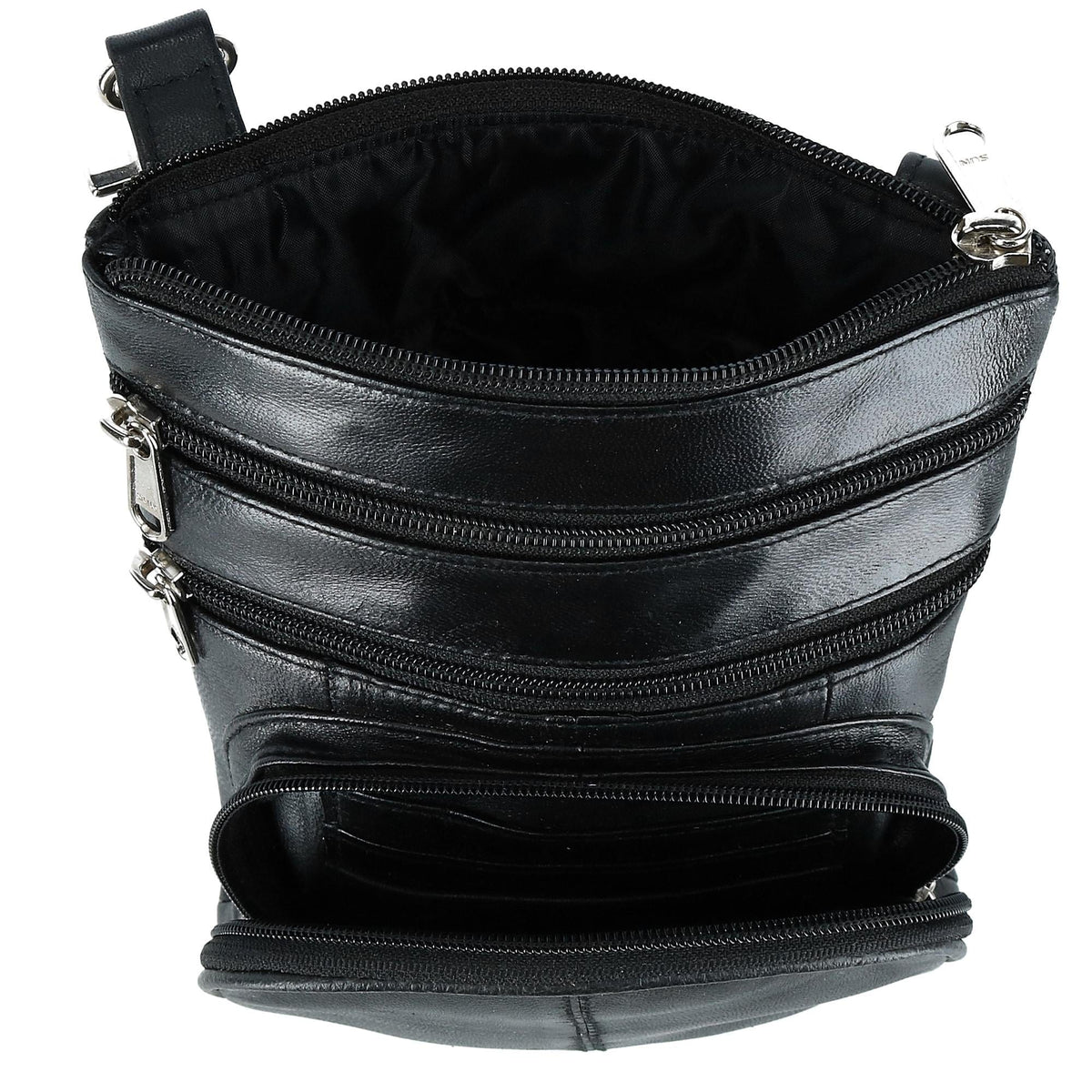 CTM® Leather Biker Hook Waist Belt Bag with Thigh Strap - Black