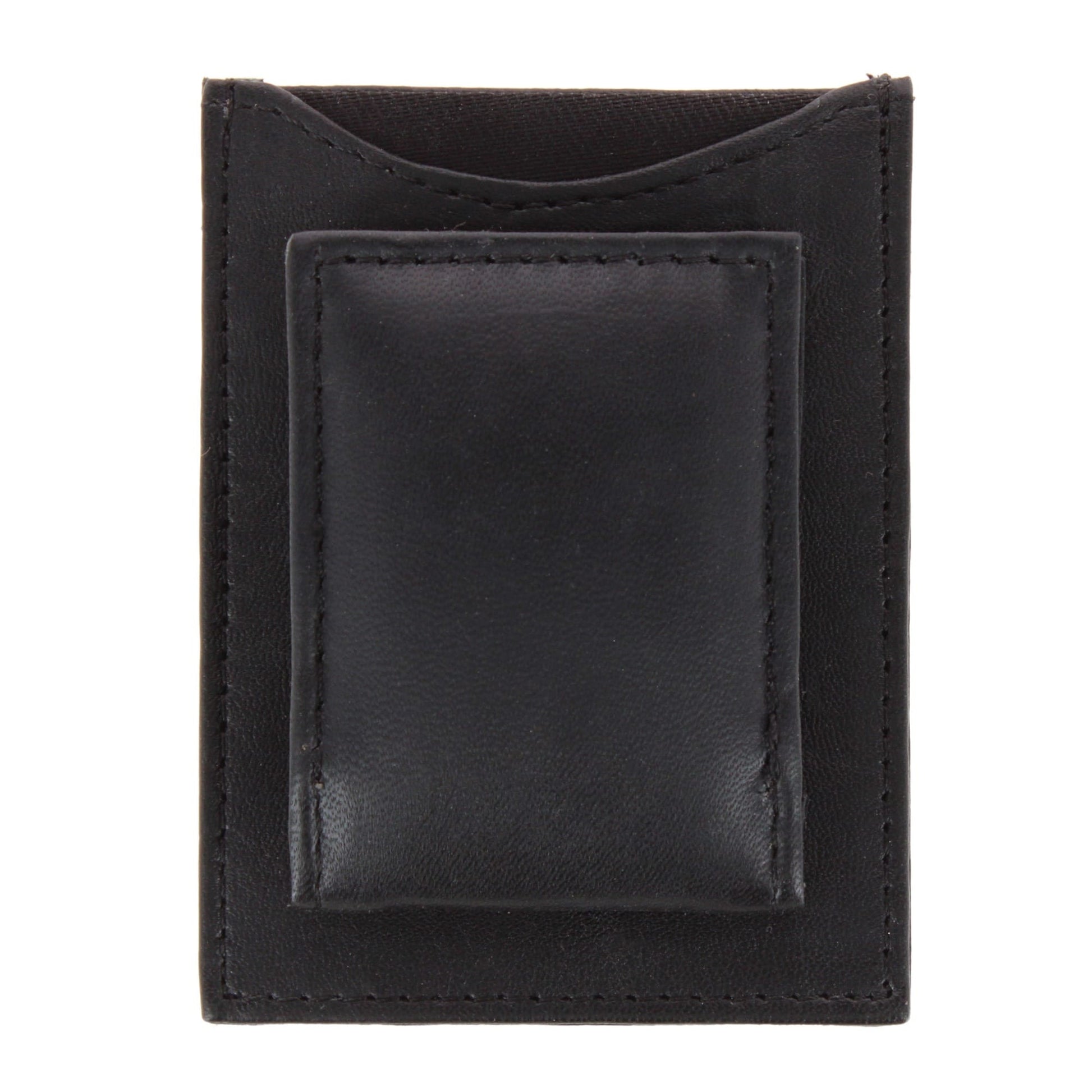 CTM® Men's Leather Money Clip Wallet with ID Window & Slip Pocket - Black