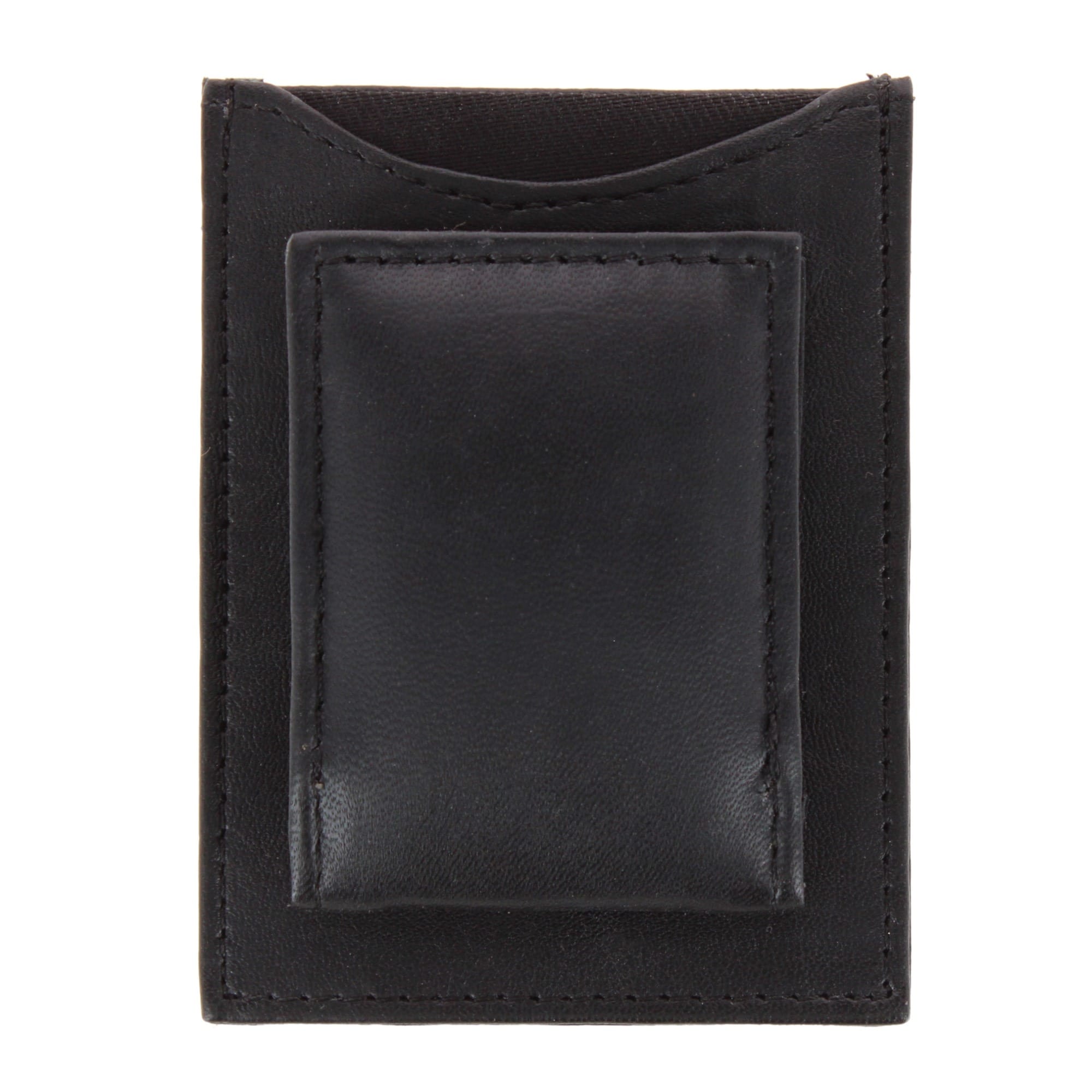 CTM® Men's Leather Money Clip Wallet with ID Window & Slip Pocket - Black