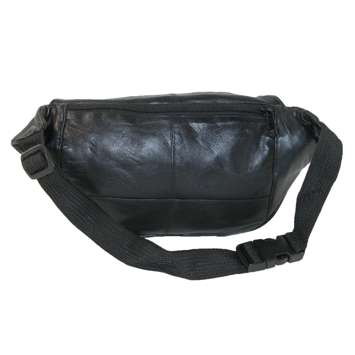 CTM® Leather Multi Pocket Fanny Waist Pack - Black