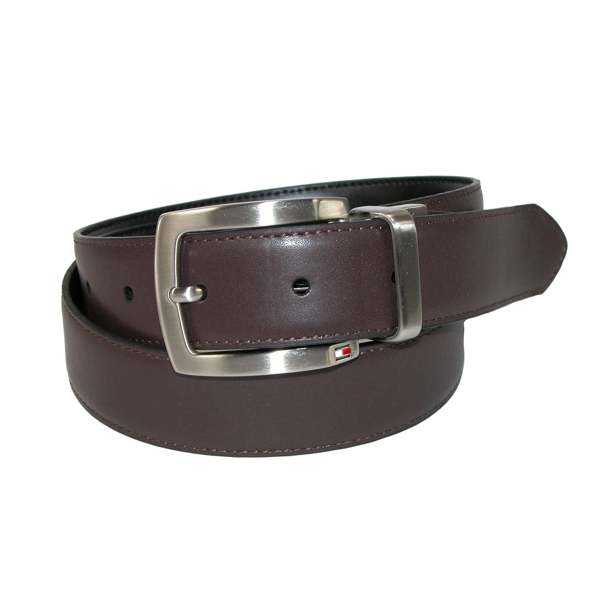 Tommy Hilfiger Men's Reversible Leather Belt and Buckles Boxed Gift Set - Black