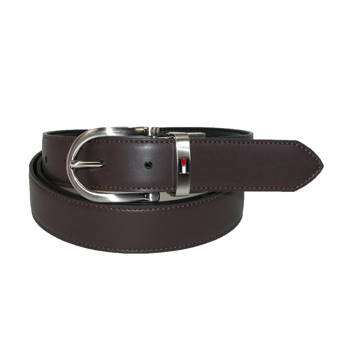 Tommy Hilfiger Men's Reversible 1-inch Leather Belt and Buckles Gift Set - Black