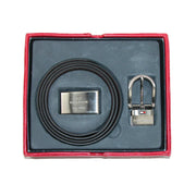 Men's Reversible 1-inch Leather Belt and Buckles Gift Set