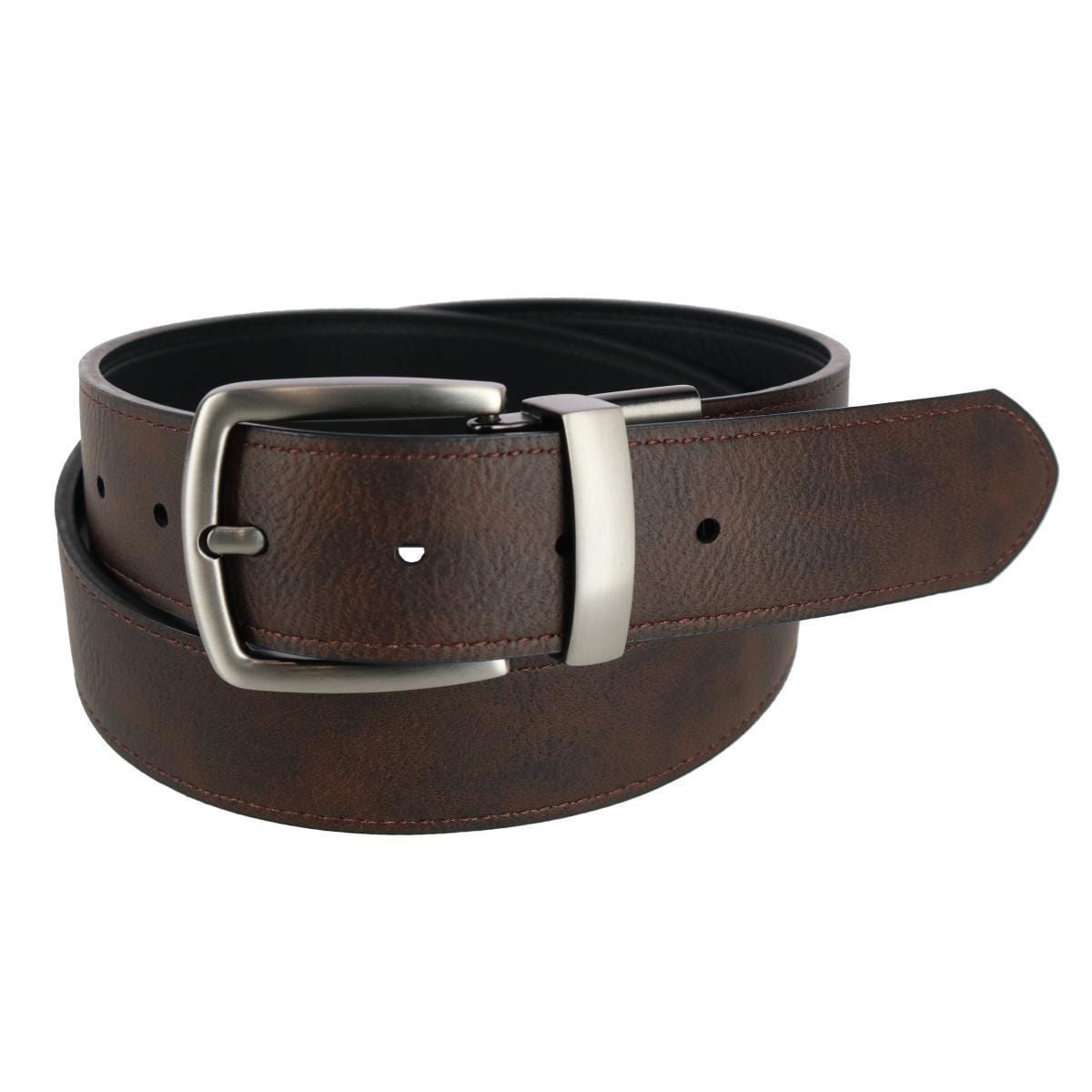 Columbia Men's Reversible Dress Belt with Embossed Buckle - Black/Brown