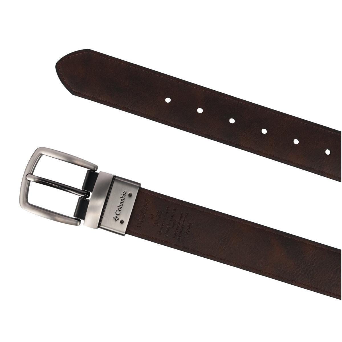 Columbia Men's Reversible Dress Belt with Embossed Buckle - Black/Brown