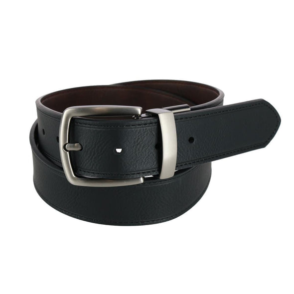 Men's Reversible Dress Belt with Embossed Buckle