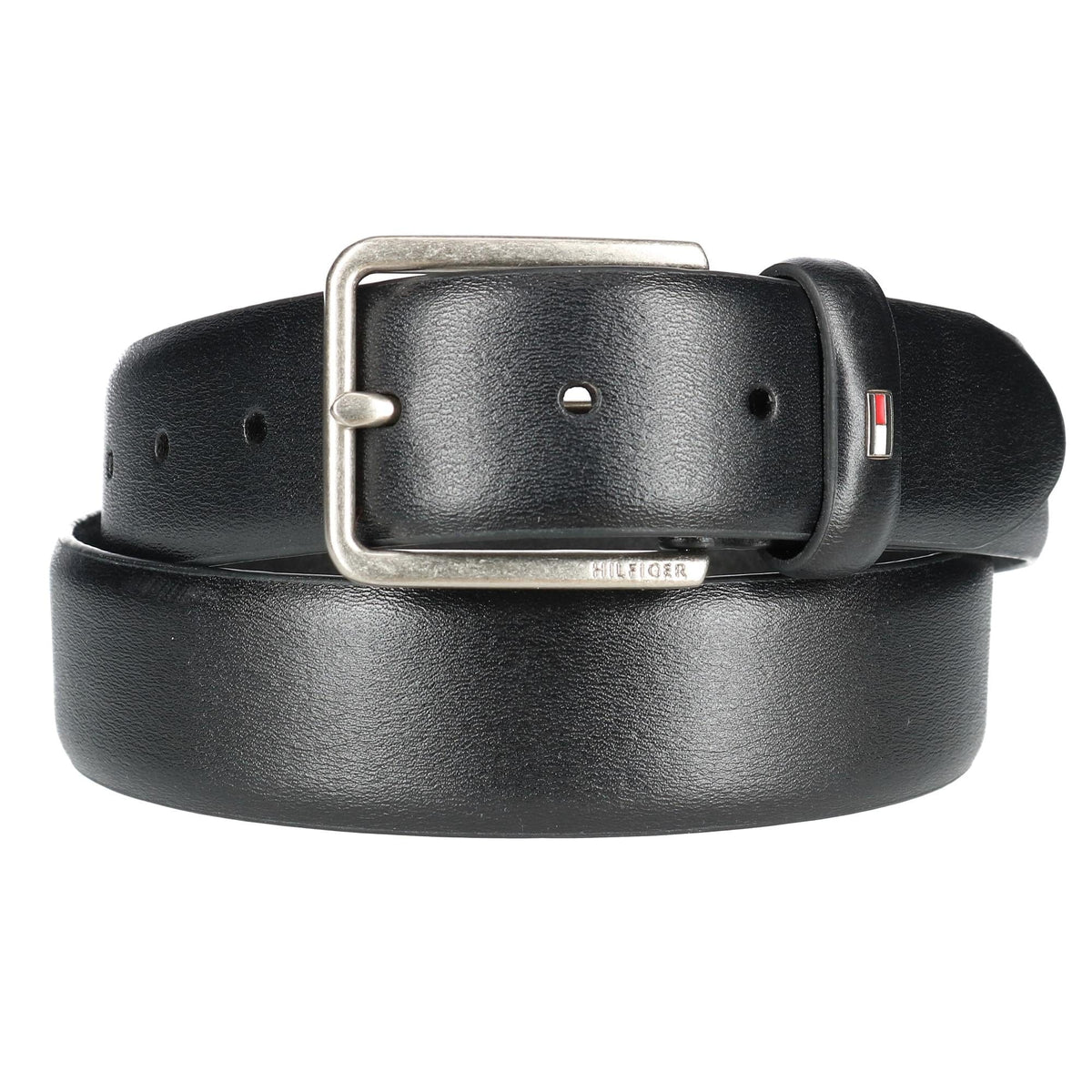 Tommy Hilfiger Men's Smooth Feather Edge Leather Belt - Black