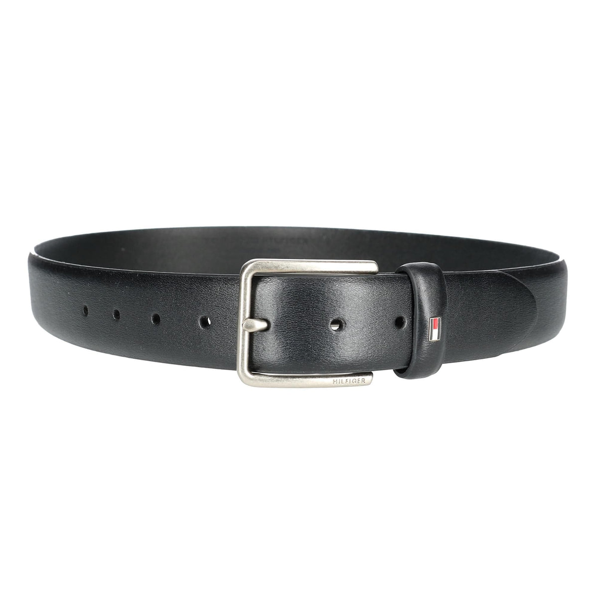 Tommy Hilfiger Men's Smooth Feather Edge Leather Belt - Black