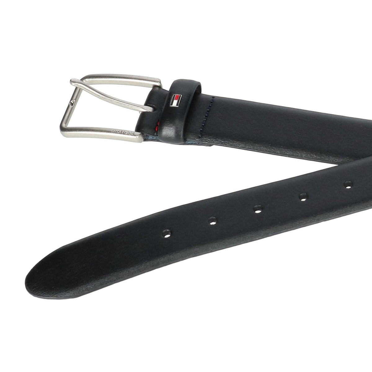 Tommy Hilfiger Men's Smooth Feather Edge Leather Belt - Black