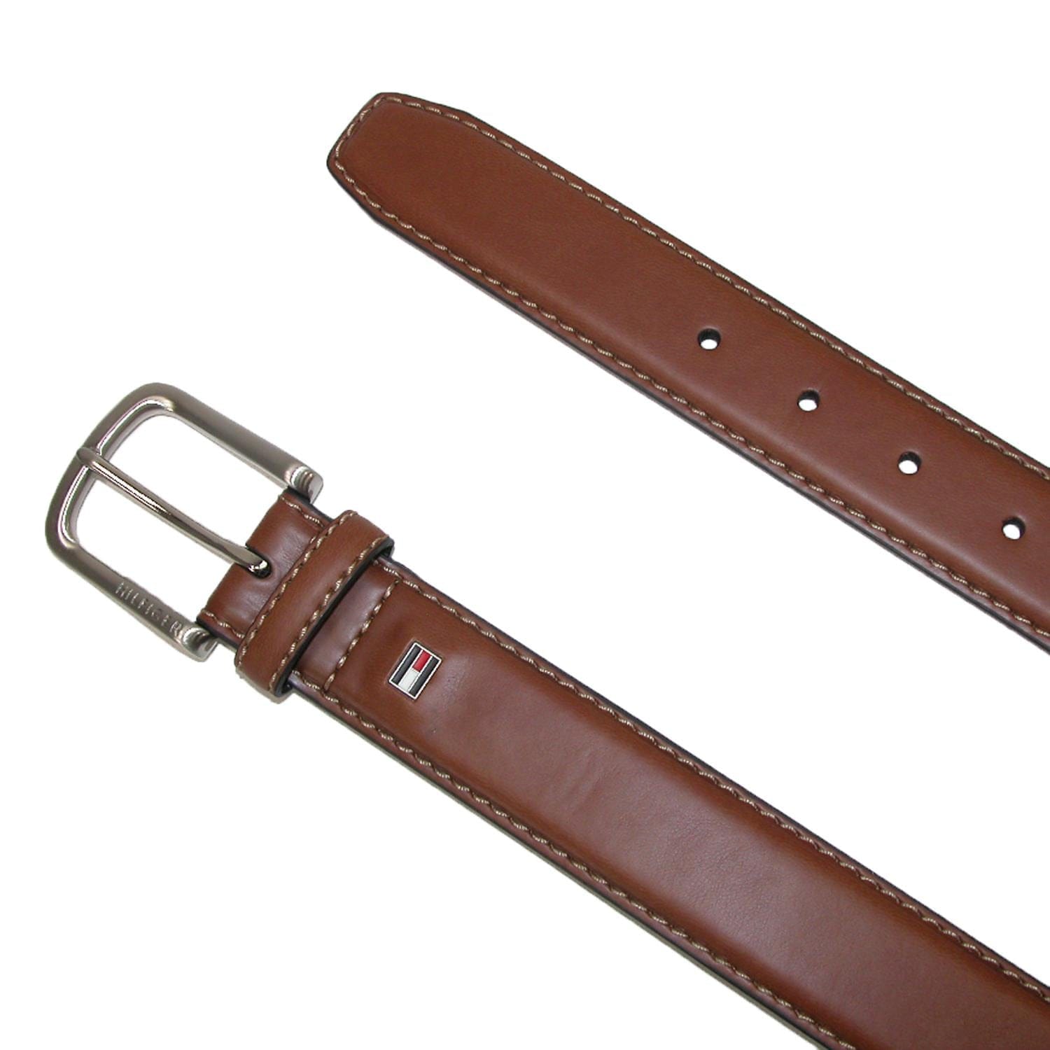 Tommy Hilfiger Men's Harness Buckle 35mm Stiched Edge Belt - Tan