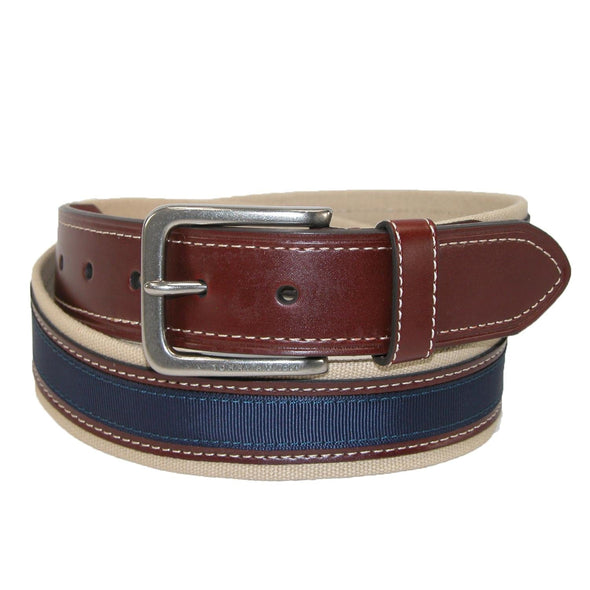Men's Canvas with Leather Inlay Casual Belt