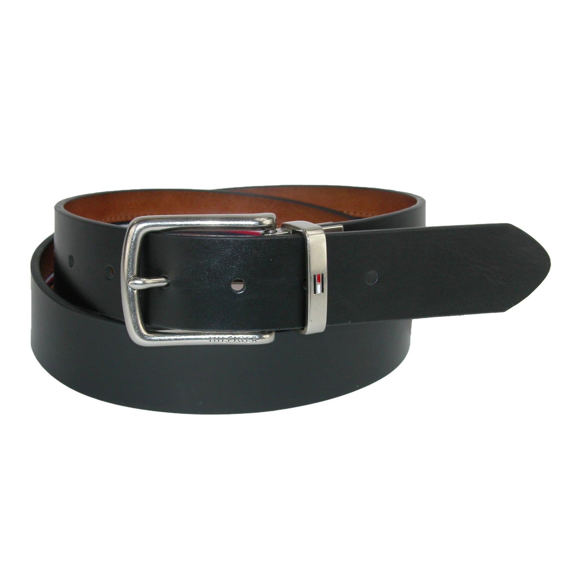 Tommy Hilfiger Men's Reversible Jean Belt with Ribbon Inlay - Tan / Black