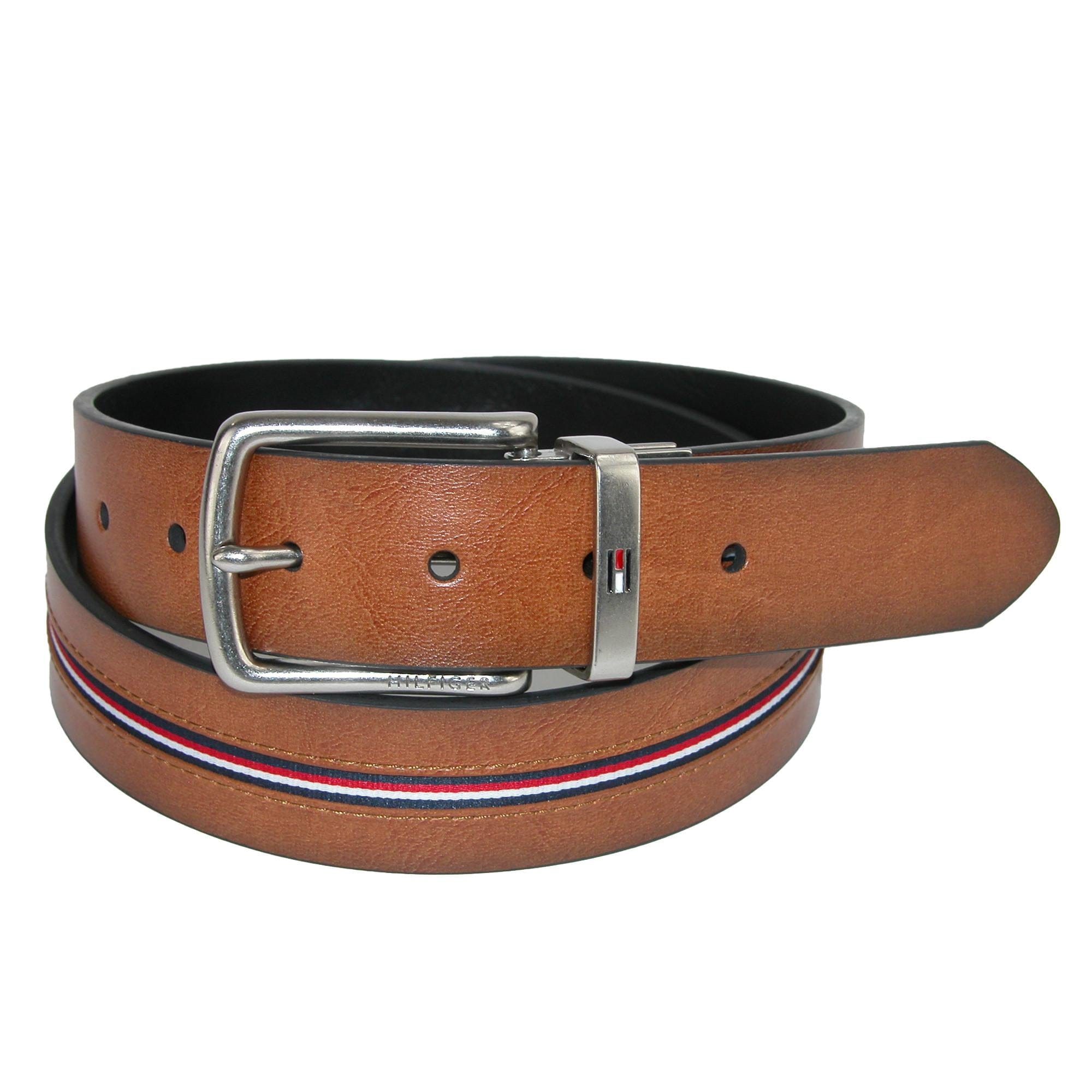 Tommy Hilfiger Men's Reversible Jean Belt with Ribbon Inlay - Men's Reversible Jean Belt with Ribbon Inlay