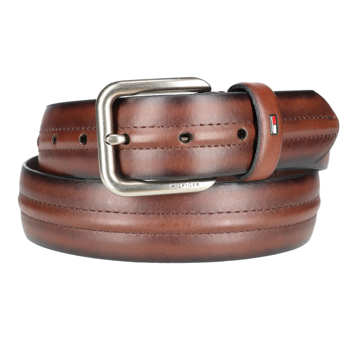 Tommy Hilfiger Men's Center Ridge Detail Casual Belt - Brown