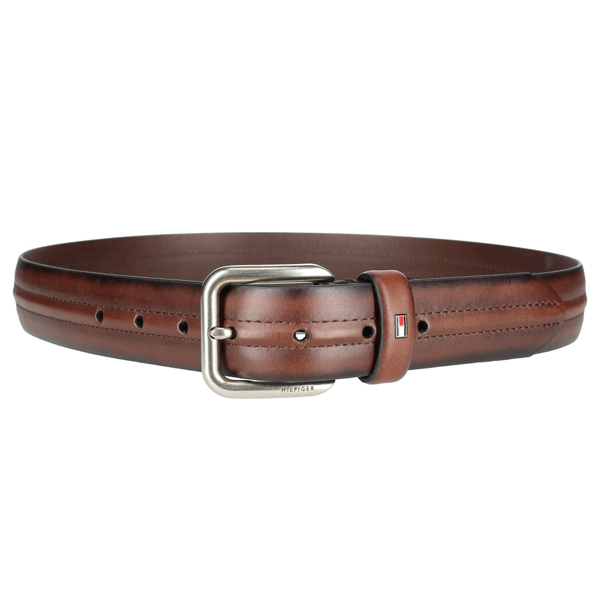 Tommy Hilfiger Men's Center Ridge Detail Casual Belt - Brown