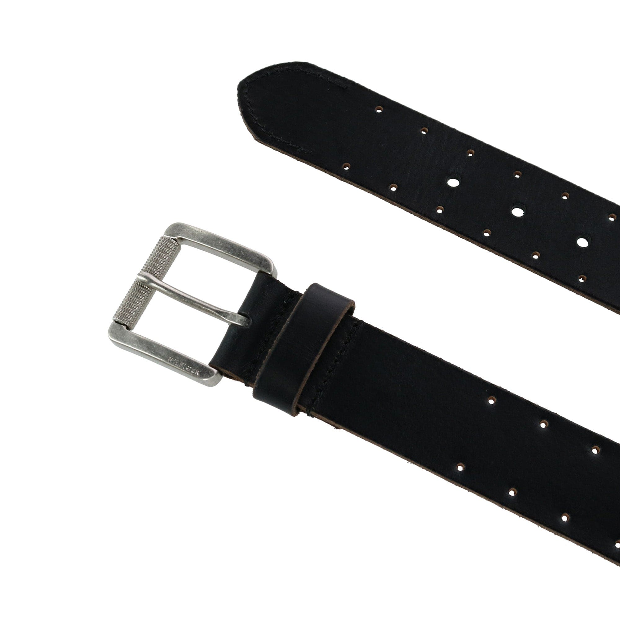 Tommy Hilfiger Men's Leather Bridle Belt with Perforations - Black