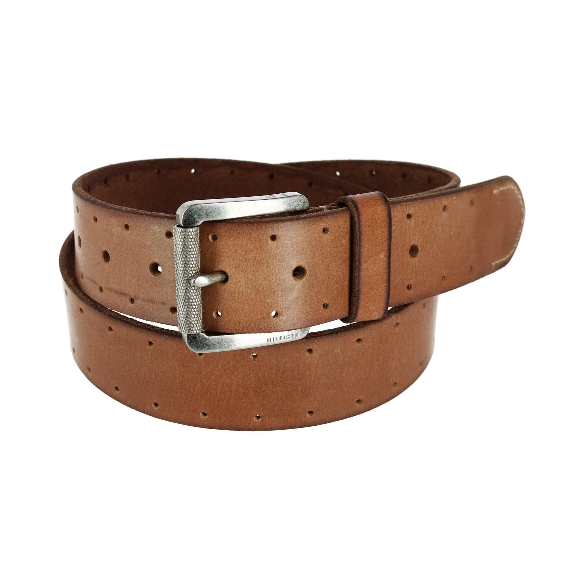 Tommy Hilfiger Men's Leather Bridle Belt with Perforations - Men's Leather Bridle Belt with Perforations