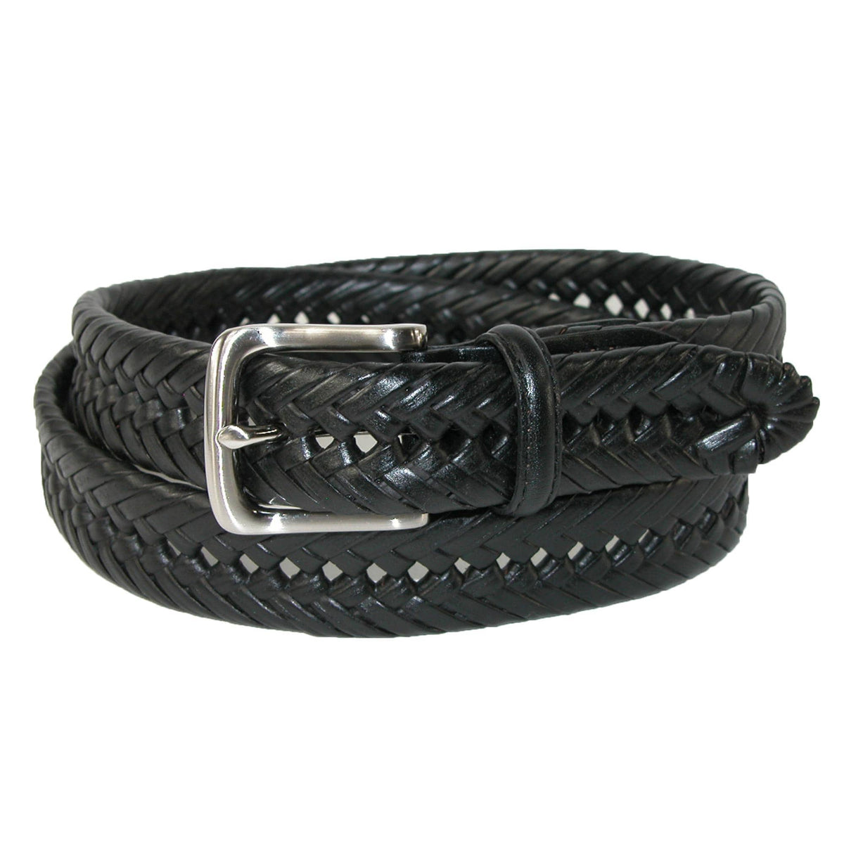 Tommy Hilfiger Men's Burnished Handlaced 1 1/4 Inch Belt - Black