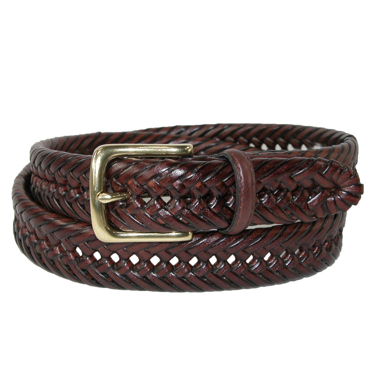 Tommy Hilfiger Men's Burnished Handlaced 1 1/4 Inch Belt - Tan