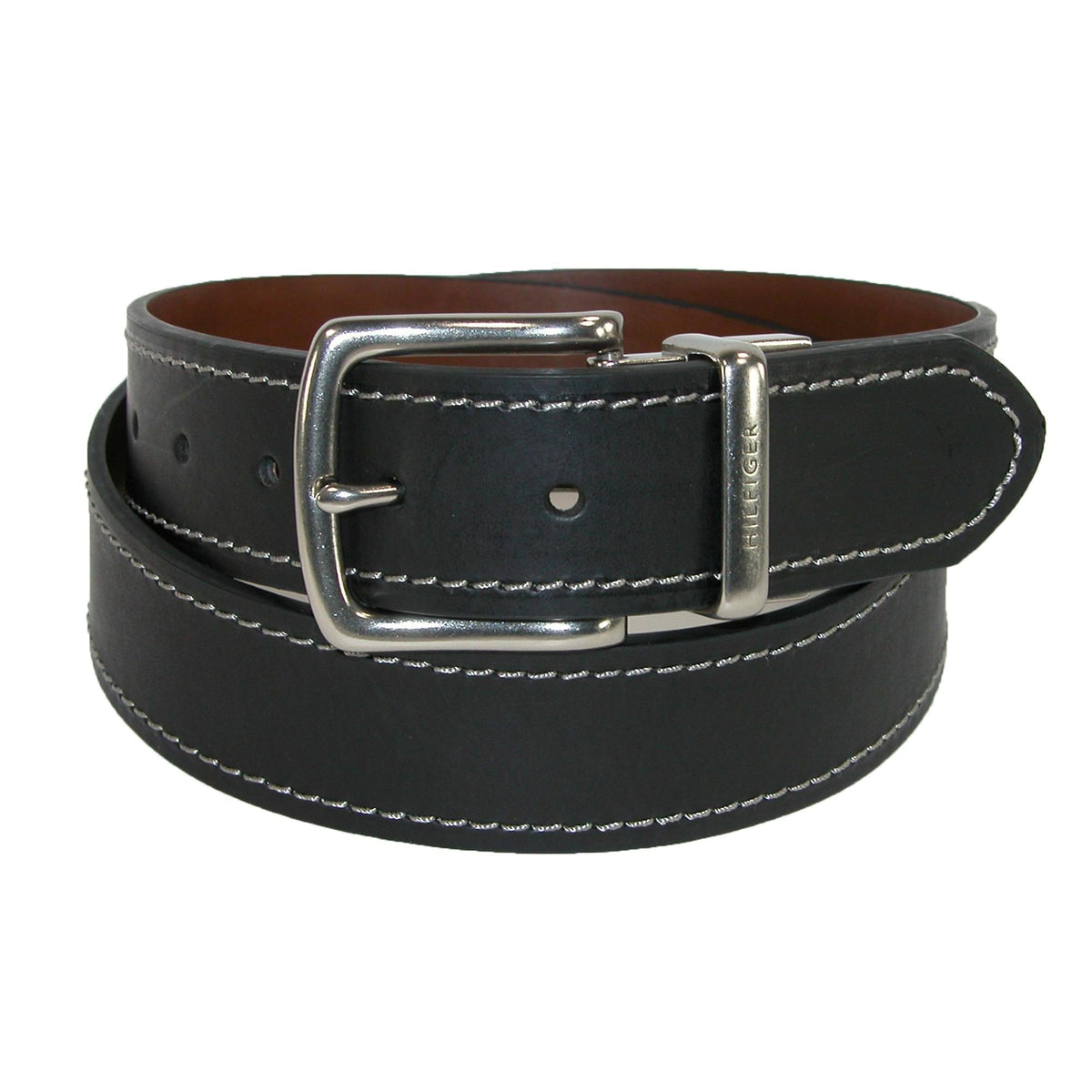 Tommy Hilfiger Men's Reversible Belt with Contrast Stitch - Men's Reversible Belt with Contrast Stitch