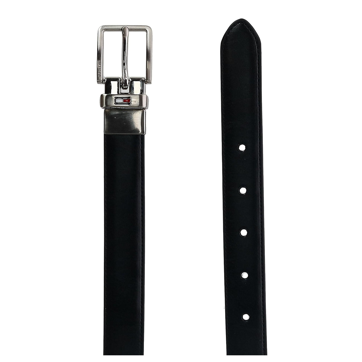 Tommy Hilfiger Boy's Stitched Feather Edge Reversible Dress Belt - Black to Cognac