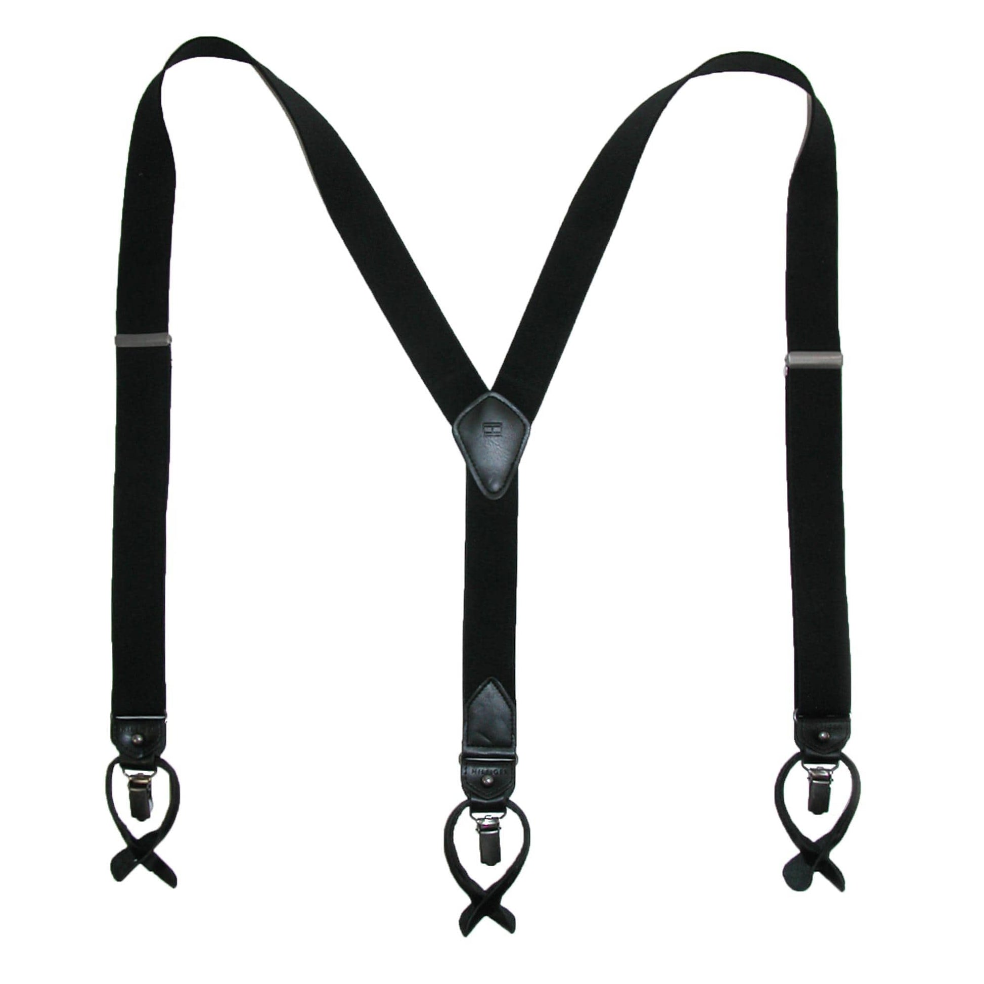Tommy Hilfiger Men's Elastic Solid Convertible Clip & Button End Suspender - Black