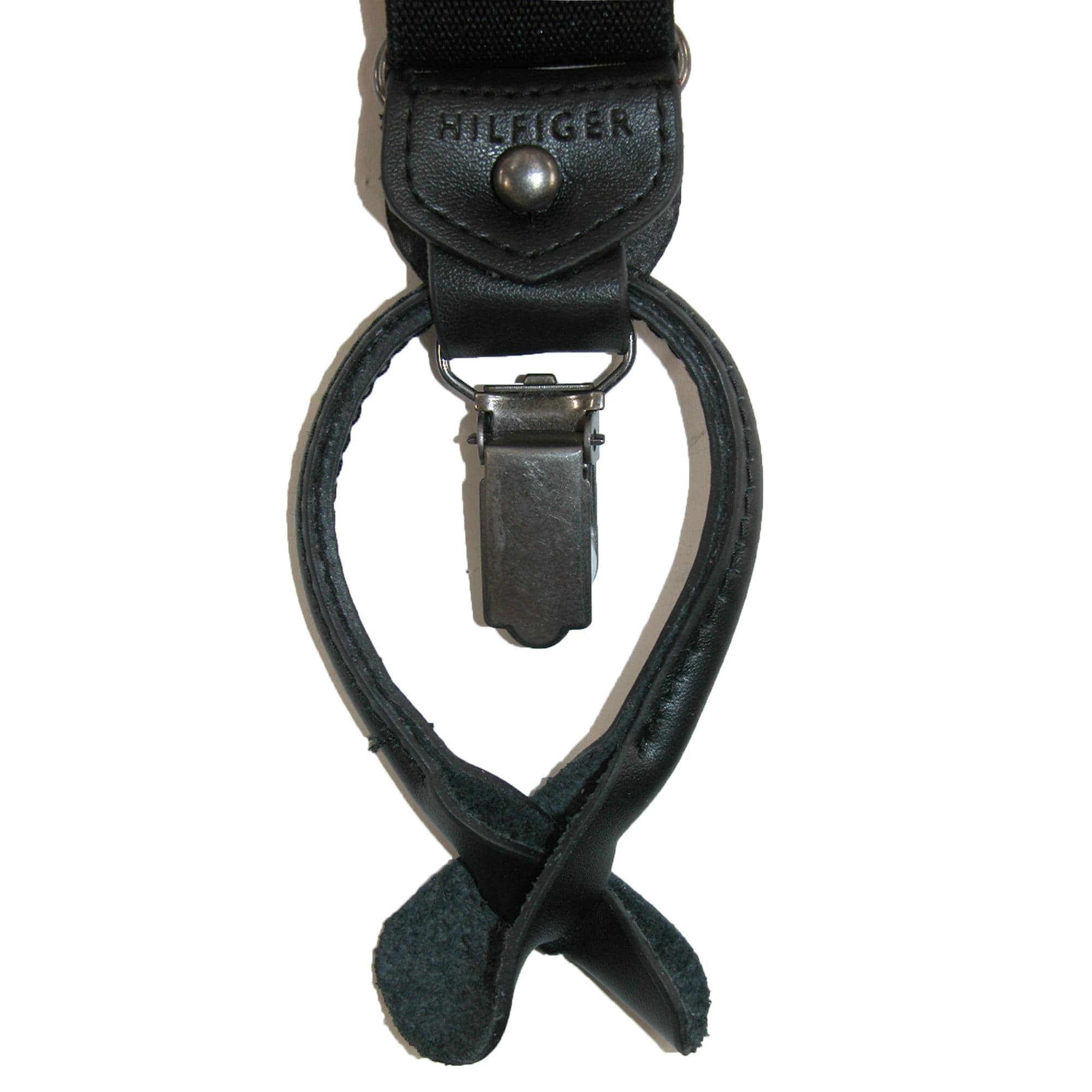 Tommy Hilfiger Men's Elastic Solid Convertible Clip & Button End Suspender - Black