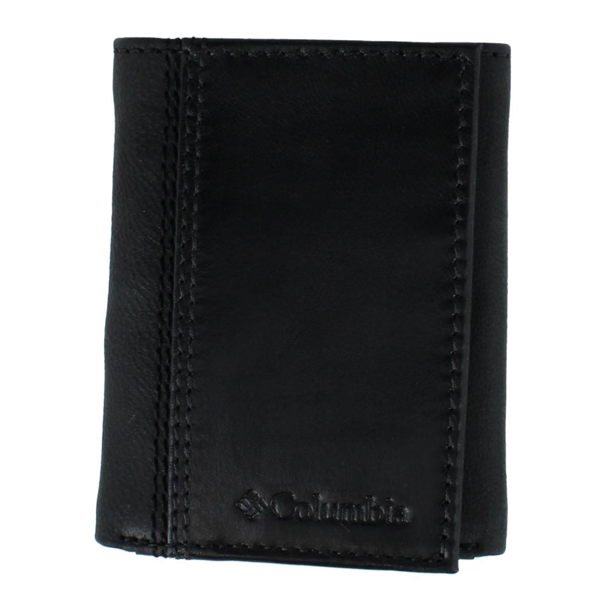 Columbia Men's Leather RFID Trifold Wallet with Front Pocket - Black